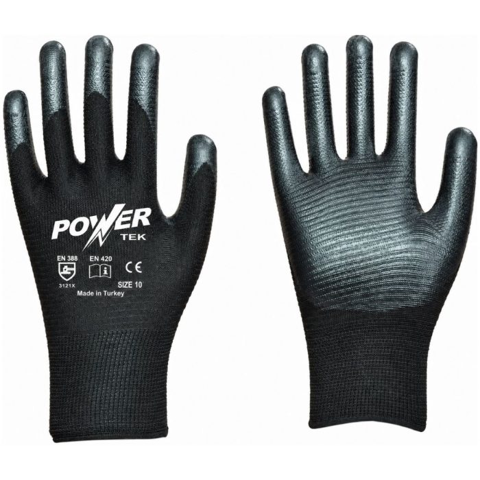 POWER TEK Siyah Zebra Nitril İş Eldiveni 10 Numara 10 Çift